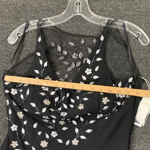 La Femme Black Floral Beaded Maxi Dress - Picture 7 of 13